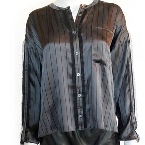 ATM Anthony Thomas Melillo Silk Striped Black Top